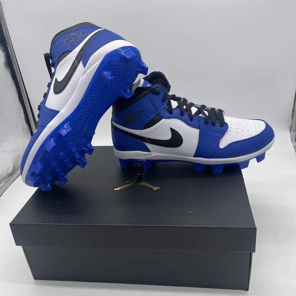 Air Jordan 1‎ Retro MCS Baseball Cleats Blue Black White AV5354-411 Men's 10.5